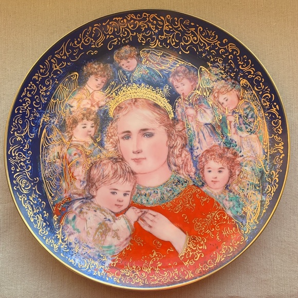 1985 Edna Hibel Christmas Plate "The Angels' Message" Knowles China - Picture 2 of 8